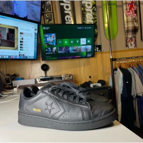 Converse Pro Leather Ox Low Mens‎ Size 5.5 / Womens 7 Black Shoe 167602c Converse Pro Leather Pro Ox Skate Shoe in Black and Black main image 3